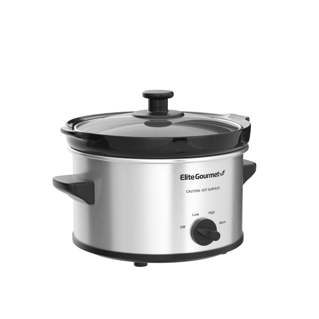 Elite Gourmet Panela Elétrica Slow Cooker 2 Quartos com Tampa de Vidro (Inox)