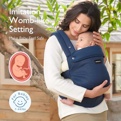 Momcozy Canguru Ergonom. Air Mesh Azul, Suporte Lombar P/ 3-24 Meses