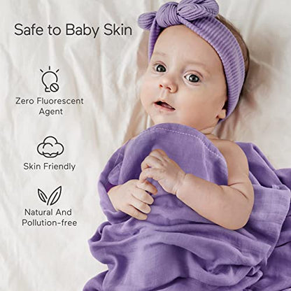 Momcozy Manta Swaddle de Musselina Ultra Macia 4 Unid Roxo