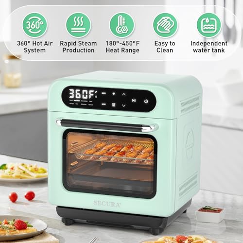 Secura Forno Airfryer a Vapor Multifuncional com 13 Quartos (Verde Menta)