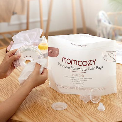 Momcozy Sacos de Esterilização a Vapor para Micro-ondas, Reutilizáveis, 15 Unidades