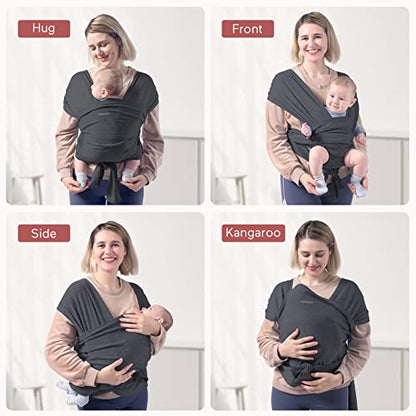 Momcozy Sling Ajustável para Bebê, Tecido Confortável e Leve, Cinza Escuro