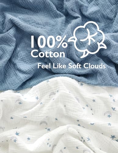 Momcozy Fitted Crib Sheets 2 Peças 52"x28" Azul Estrela Lua