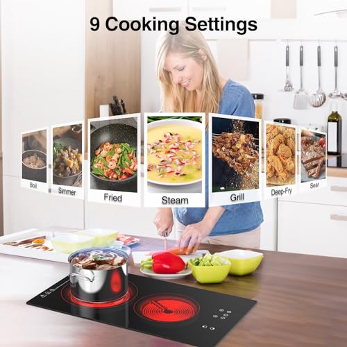 VBGK Cooktop Elétrico 3000W, 2 Bocas Embutido e Portátil com Timer (Preto)