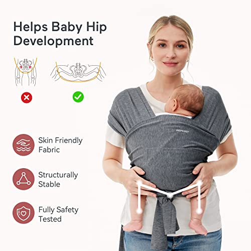 Momcozy Sling Ajustável para Bebê, Tecido Confortável e Leve, Cinza Escuro