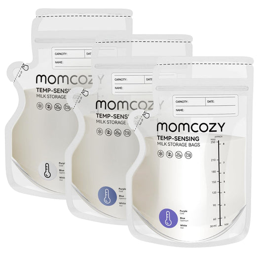 Momcozy Sacos de Armazenamento para Leite Materno 8Oz (200 Unidades), Com Sensor de Temperatura