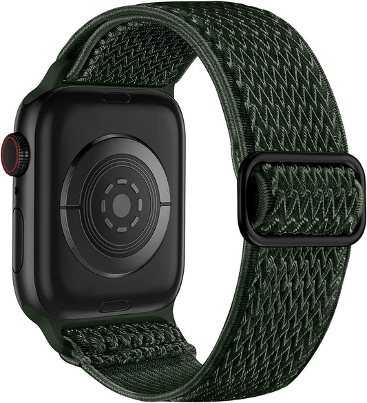 Lerobo Pulseira Elástica Nylon Compatível com Apple Watch 38mm-49mm (Verde)