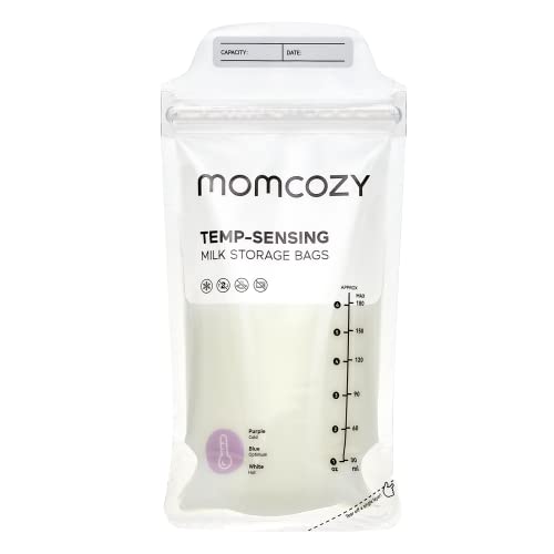 Momcozy Sacos de Armazenamento de Leite Materno com Sensor de Temperatura, 50 Unidades