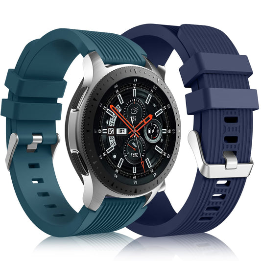 Lerobo 2 Pack Pulseiras Silicone 22mm p/ Galaxy Watch 3 45mm (Azul Marinho/Oceano)