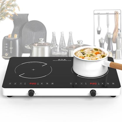 VBGK Cooktop Indução Dupla 4000W com 20 Níveis e Bloqueio Infantil (Preto)