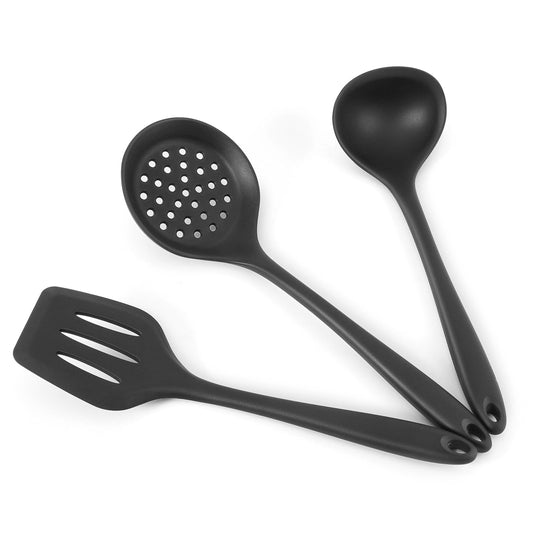 Duxtop Utensílios de Cozinha Silicone 3 Peças Resistentes até 400°F (Preto)