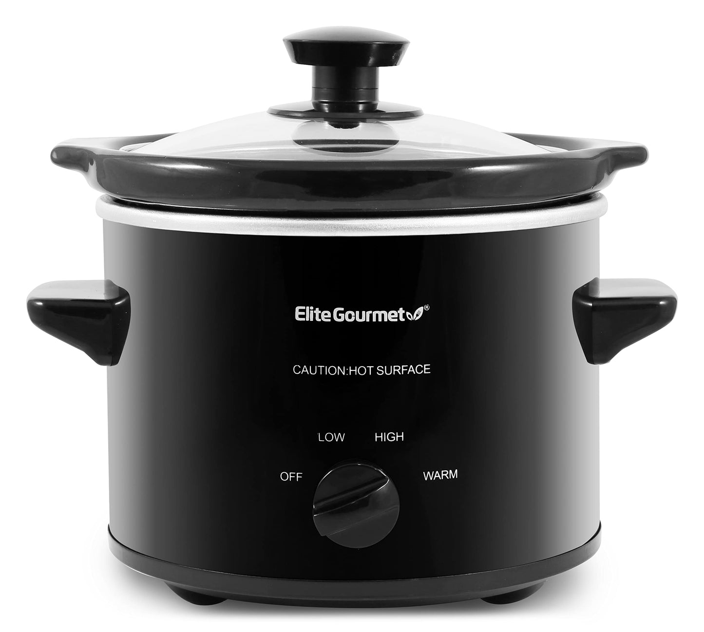 Elite Gourmet Panela Elétrica Slow Cooker 2 Quartos com Tampa de Vidro (Preto)