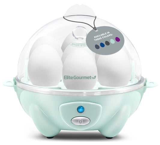 Elite Gourmet Cozedor de Ovos Elétrico 7 Unidades com Auto-desligamento (Menta)