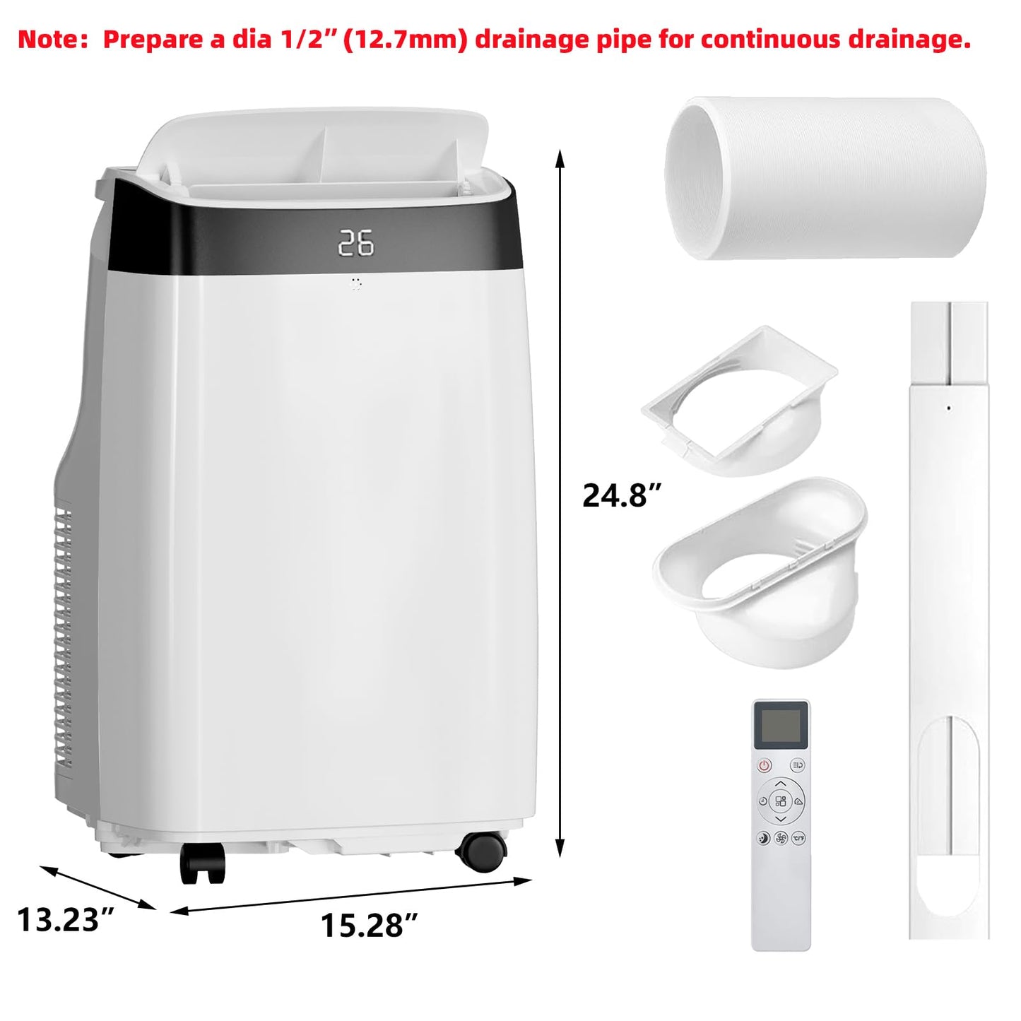 Takywep Ar-Condicionado Portátil 10.000 BTU 3 em 1 com Controle Remoto