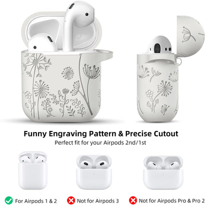 Lerobo Capa Gravada p/ AirPods 1/2 Geração c/ Mosquetão (Starlight)