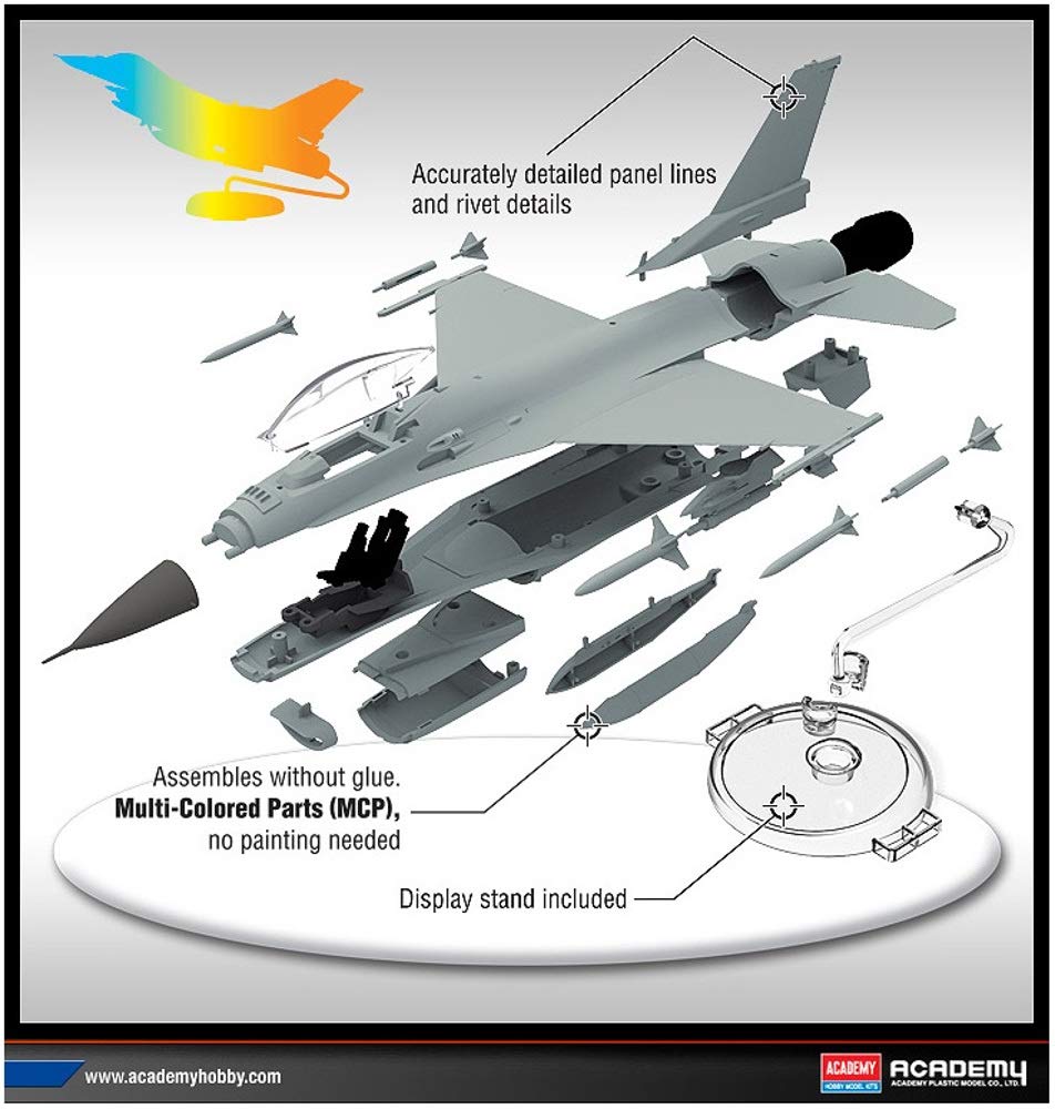 Academy Kit USAF F-16C Multirole Fighter 1/72 - Detalhado e Montável