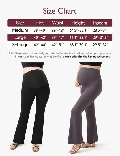 Momcozy Calça Legging Maternidade Flare Preta Tecido Macio e Suporte Triplo