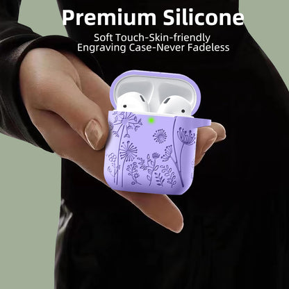 Lerobo Capa Protetora de Silicone Gravada para AirPods 1/2 (Azul Violeta)