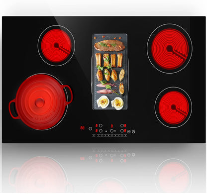 GTKZW Cooktop Elétrico 36" 8600W com 5 Queimadores e Tela Touch (Preto)