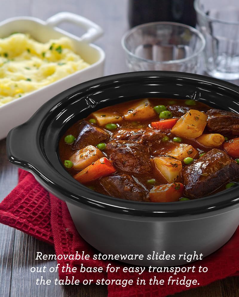 Elite Gourmet Panela Elétrica Slow Cooker 2 Quartos com Tampa de Vidro (Inox)