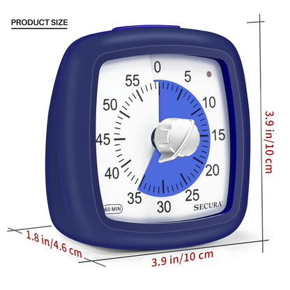 Secura Timer Visual de 60 Minutos para Cozinha e Estudo com Função Pausa (Azul Marinho)