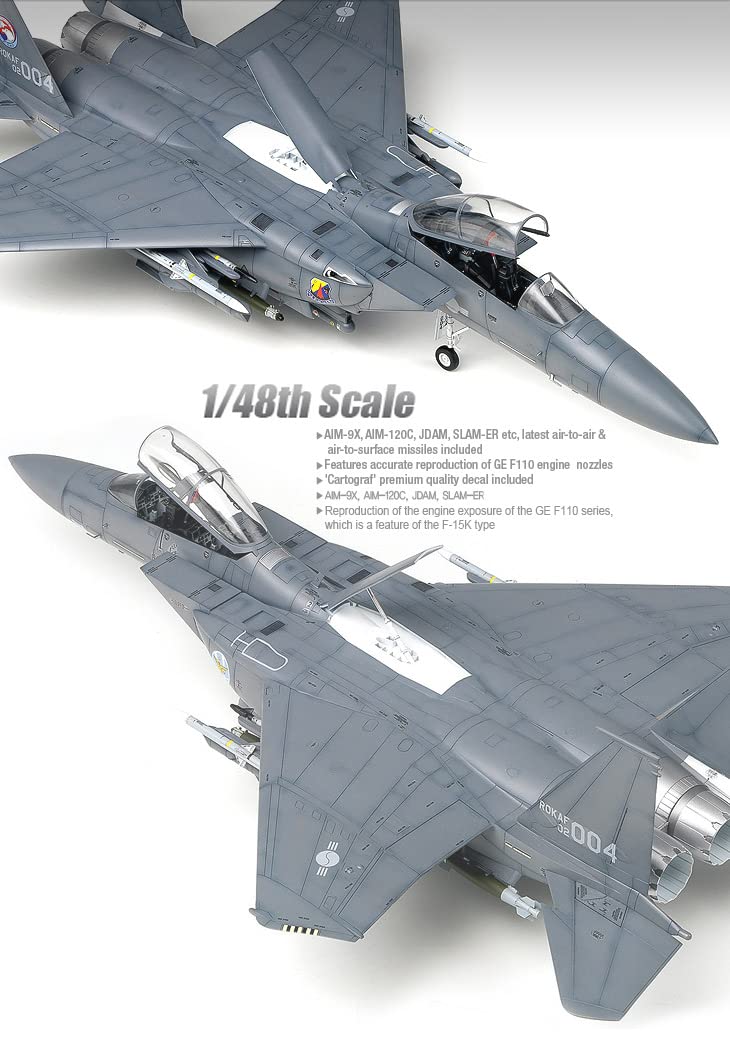 Academy F-15K Slam Eagle 1:48 - Kit de Montagem Plástico com Detalhes Precisos