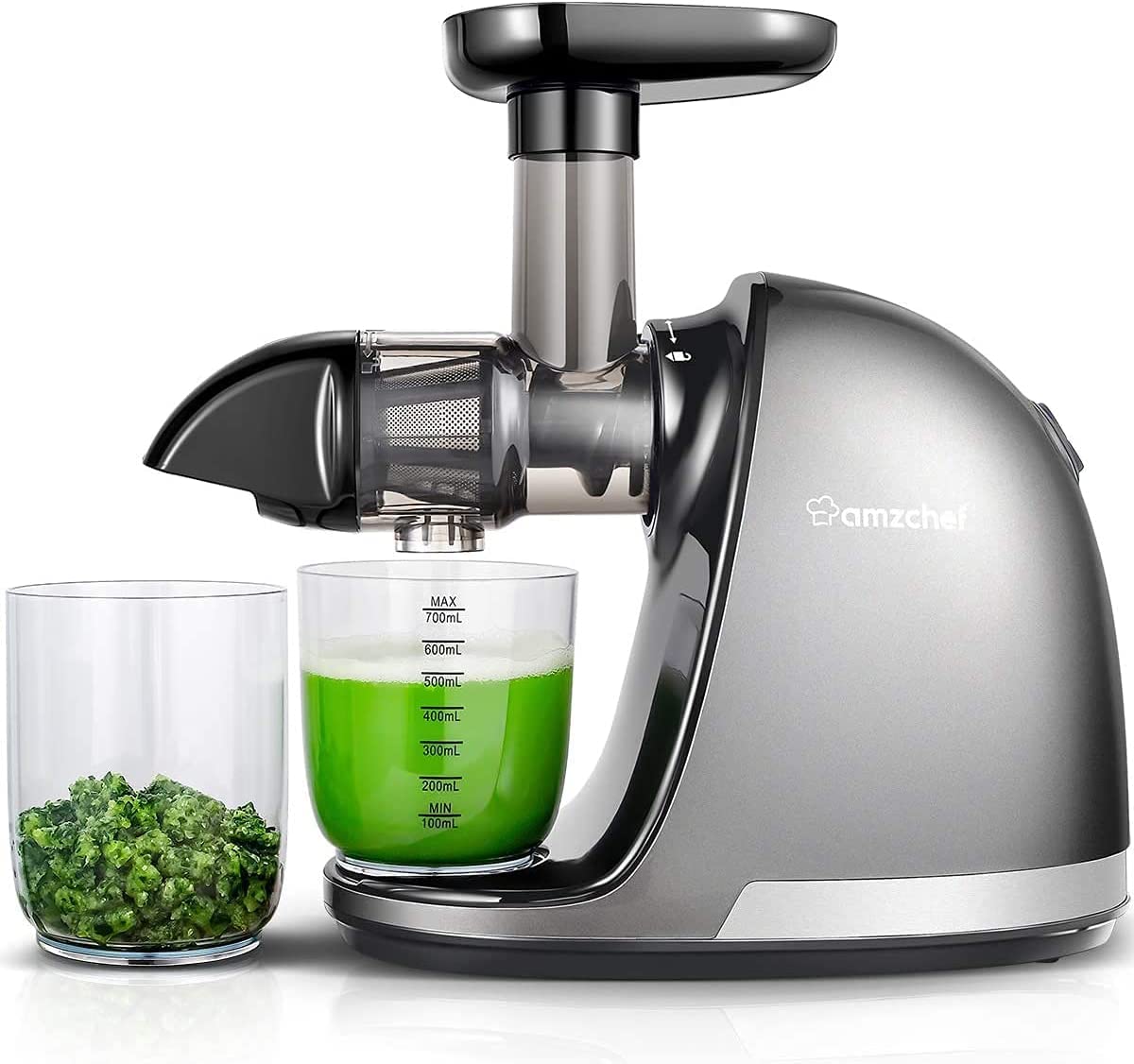 AMZCHEF Juicer Masticating Pressão Fria 150W com Função Reversa (Cinza)