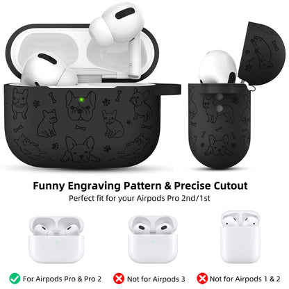 Lerobo Capa Gravada Silicone para AirPods Pro 2ª/1ª Geração USB-C (Preto)