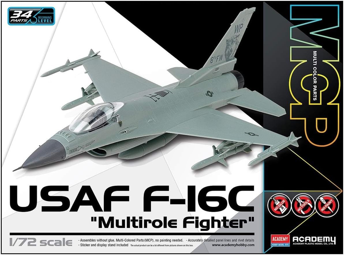 Academy Kit USAF F-16C Multirole Fighter 1/72 - Detalhado e Montável