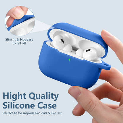 Lerobo Capa Silicone para AirPods Pro 2ª/1ª Geração com Mosquetão (Azul Esmaltado)