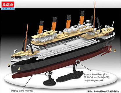 Academy 1/1000 R.M.S. Titanic Modelo de Montagem - Branco, Vermelho e Preto