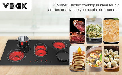 VBGK Cooktop Elétrico 36" 8600W com 5 Bocas, Controle Touch e Timer (Preto)