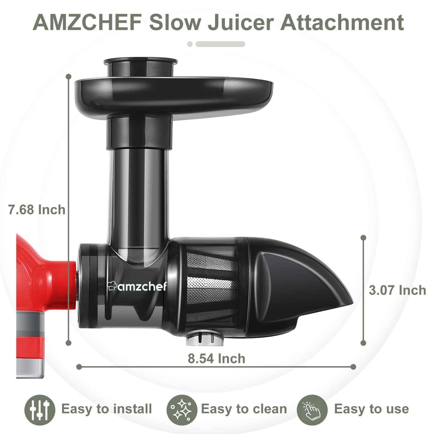 AMZCHEF Espremedor Masticating Compatível com KitchenAid Mixers (Preto)