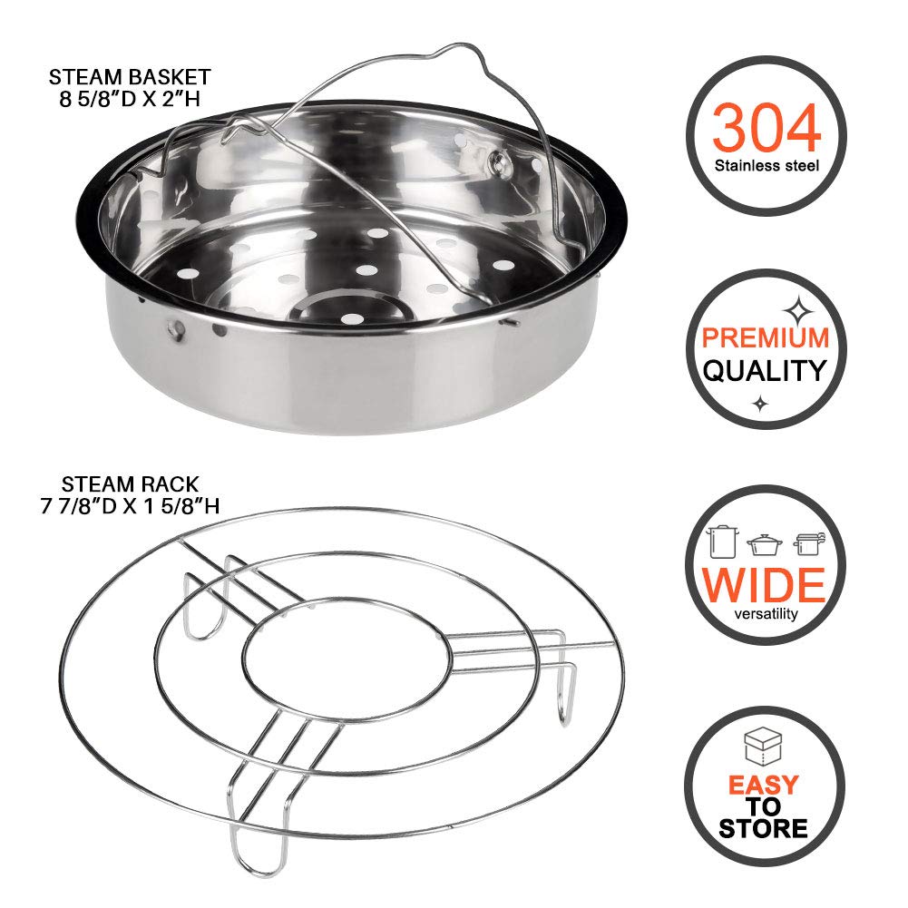 Secura Conjunto de Cesta e Suporte para Vapor de Panela de Pressão 6 Qt Inox