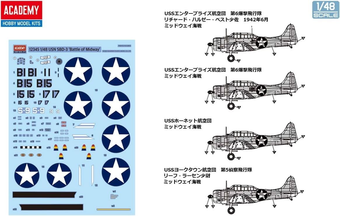 Academy 1/48 US Navy SBD-3 Dauntless, Operação Midway Kit de Modelo