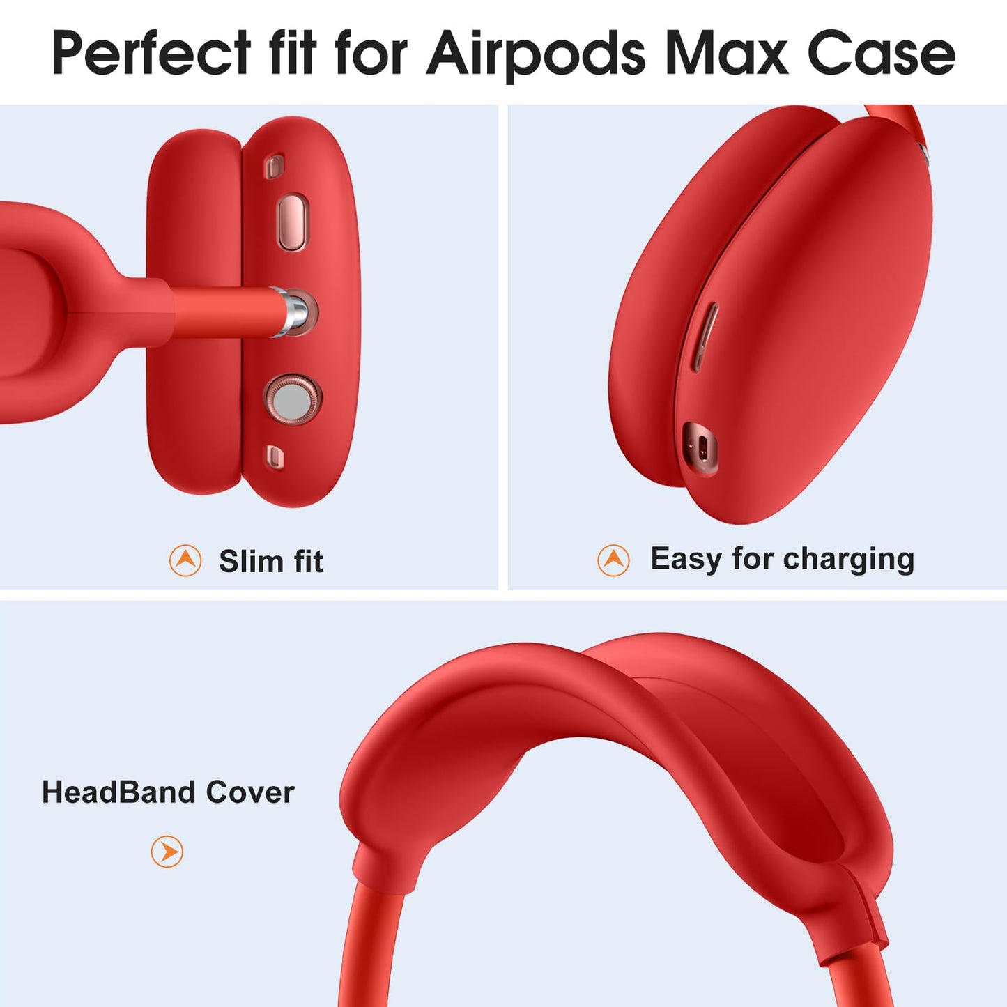 Lerobo Capa Protetora de Silicone para AirPods Max com Acessórios (Crimson)