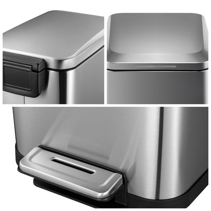 Takywep Lixeira 13 Gal Aço Inox Prata com Pedal e Fechamento Suave