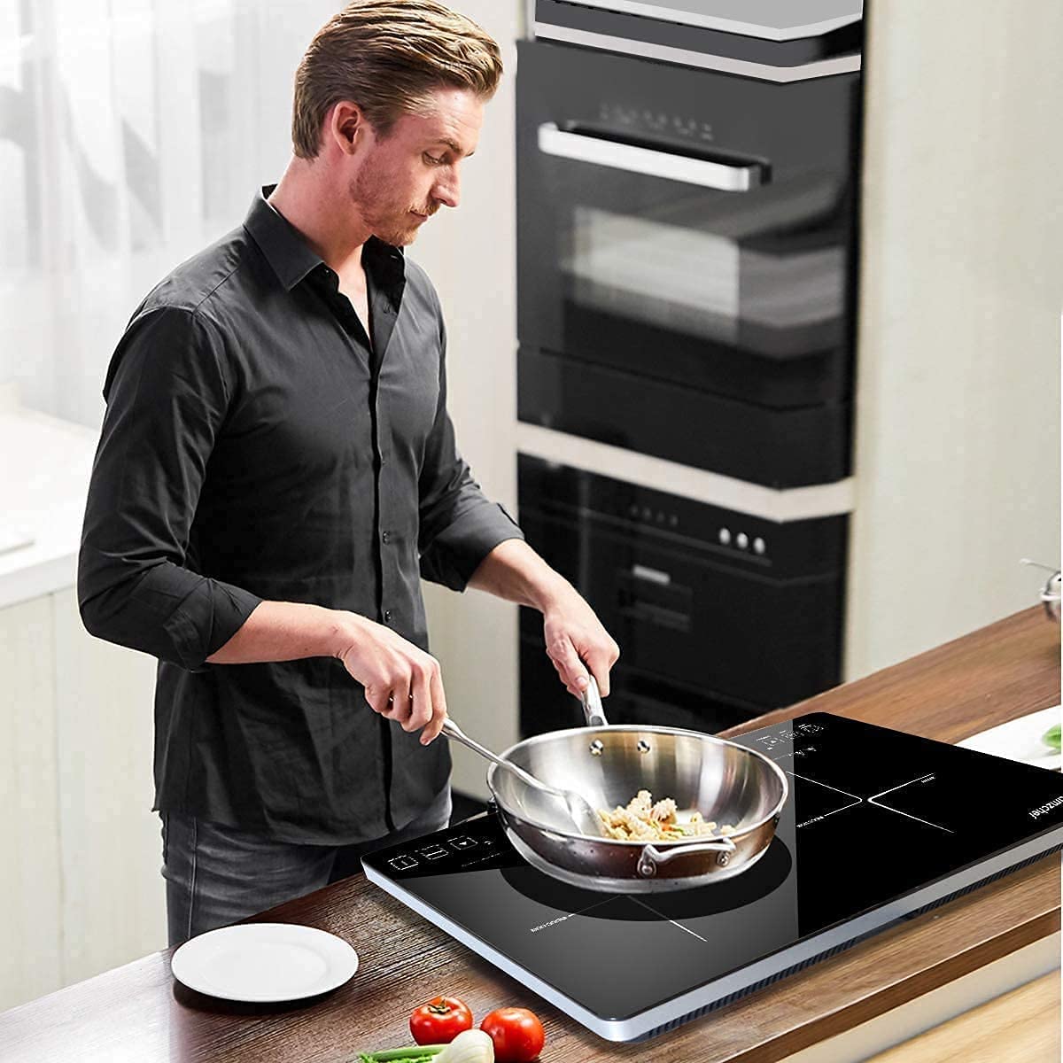 AMZCHEF Induction Cooktop 2 Zonas com 1800W, Touch e Temporizador