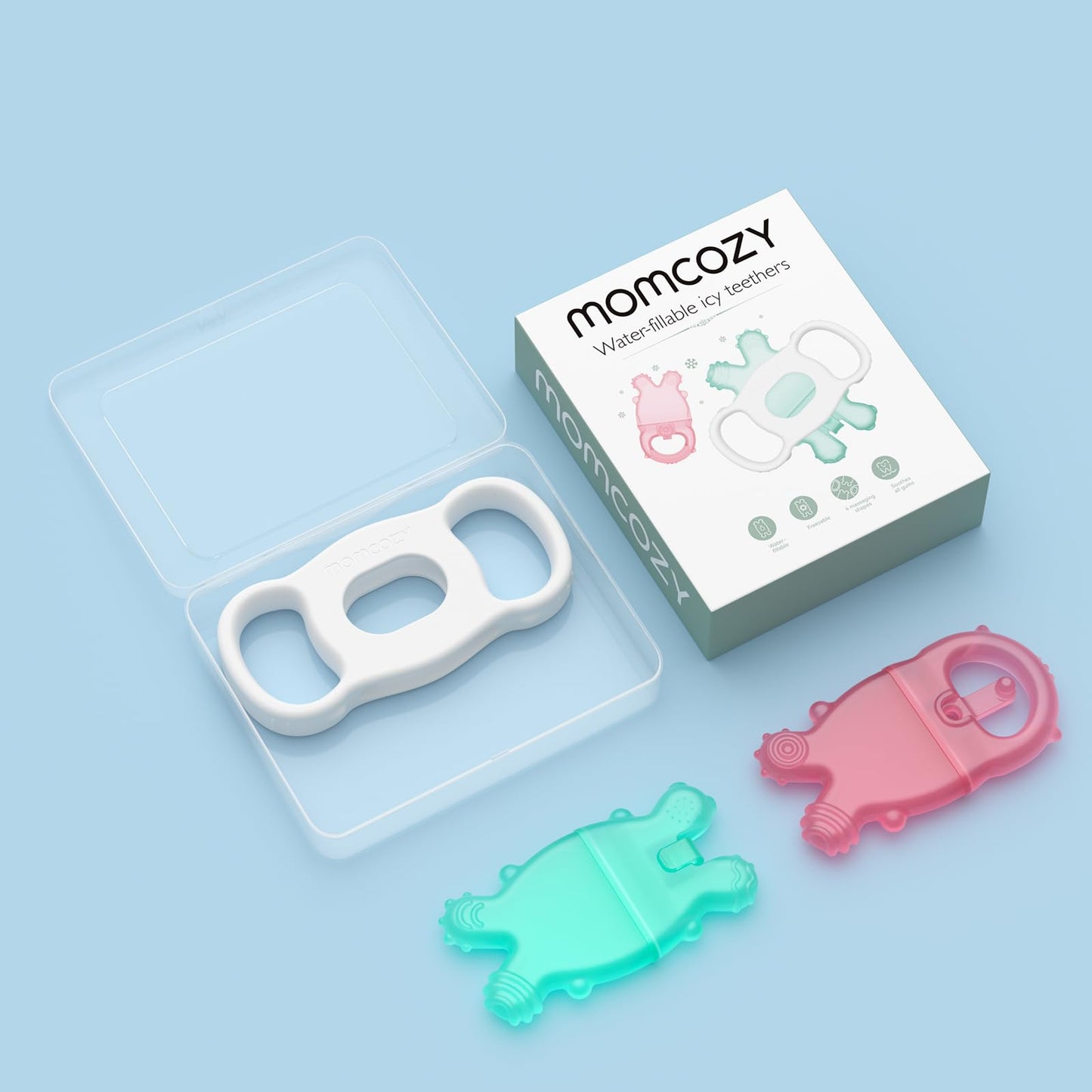 Momcozy Mordedores de Silicone Recheáveis com Água - Alívio para Dentição - 2 Unidades