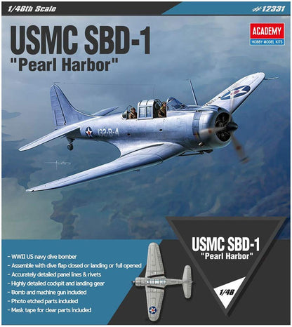 Academy USMC SBD-1 Dauntless 'Pearl Harbor' 1/48 - Modelo de Avião Detalhado