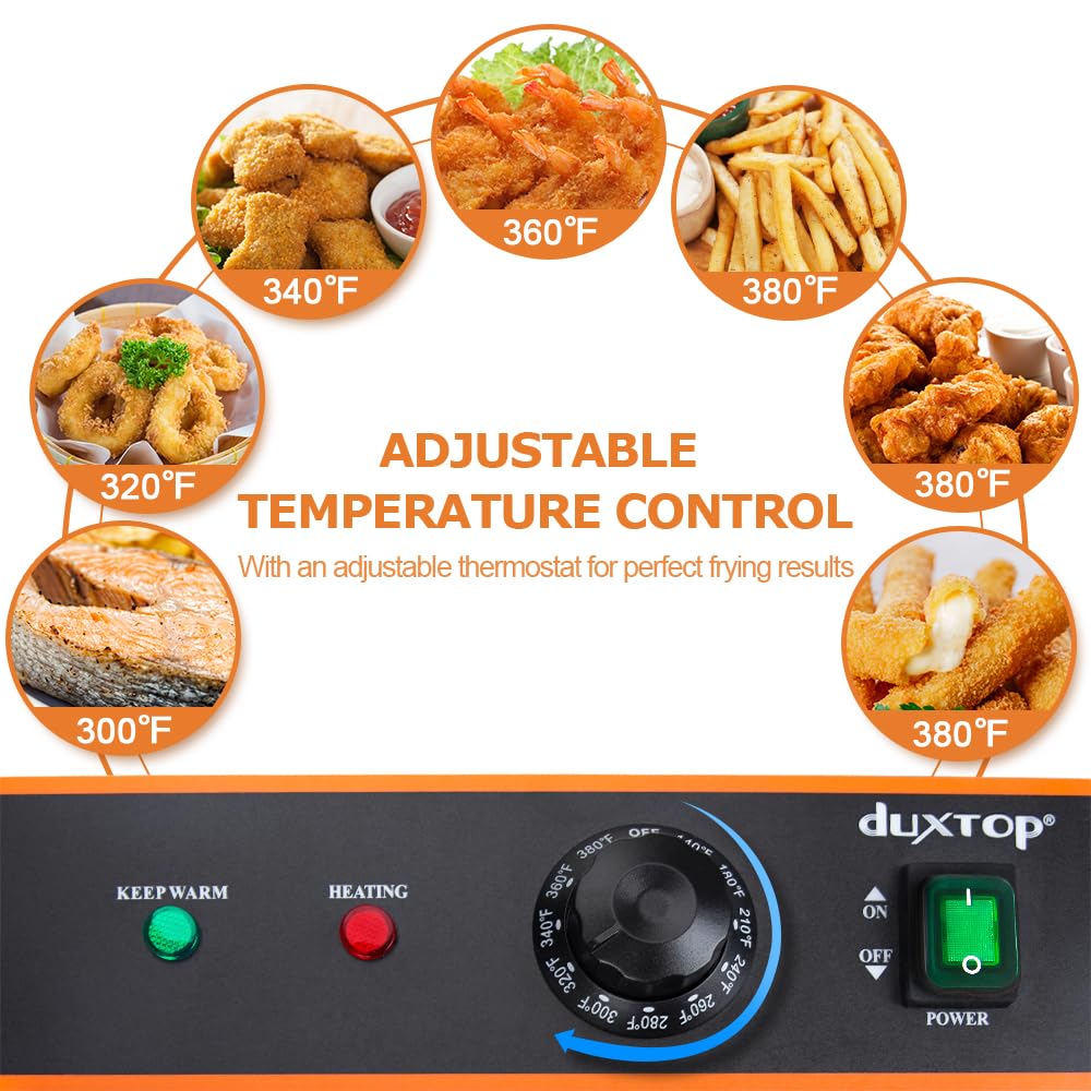 Duxtop Fritadeira Comercial Inox com Cesto 8.5L, 3000W, Fácil Limpeza