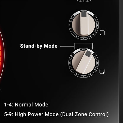 Cooktop Elétrico AMZCHEF 30" com 4 Bocas e Controle de Botão (Preto)