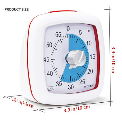 Secura Timer Visual de 60 Minutos para Estudo e Gestão de Tempo (Azul e Branco)