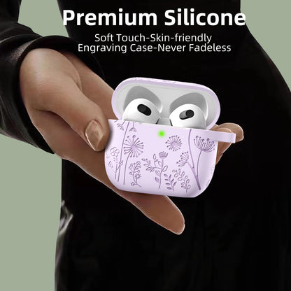 Lerobo Capa Gravada Silicone para AirPods 3ª Geração com Mosquetão (Lavanda)