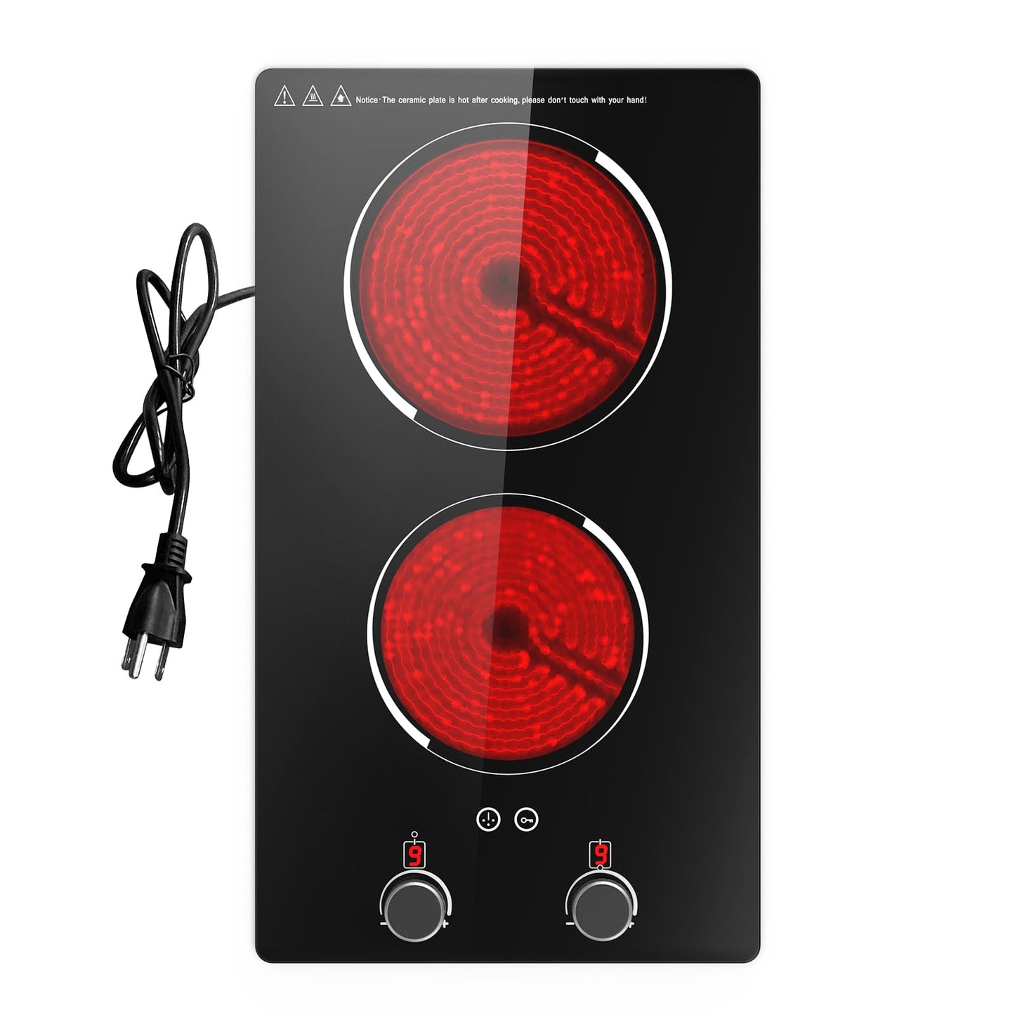 GTKZW Cooktop Elétrico 12" 110V com 2 Queimadores e Controle por Botão