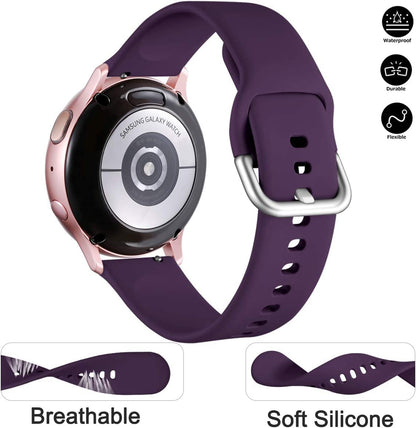 Lerobo 3 Pack Pulseiras Silicone 20mm p/ Samsung Galaxy Watch (Roxo/Azul Marinho/Rose)