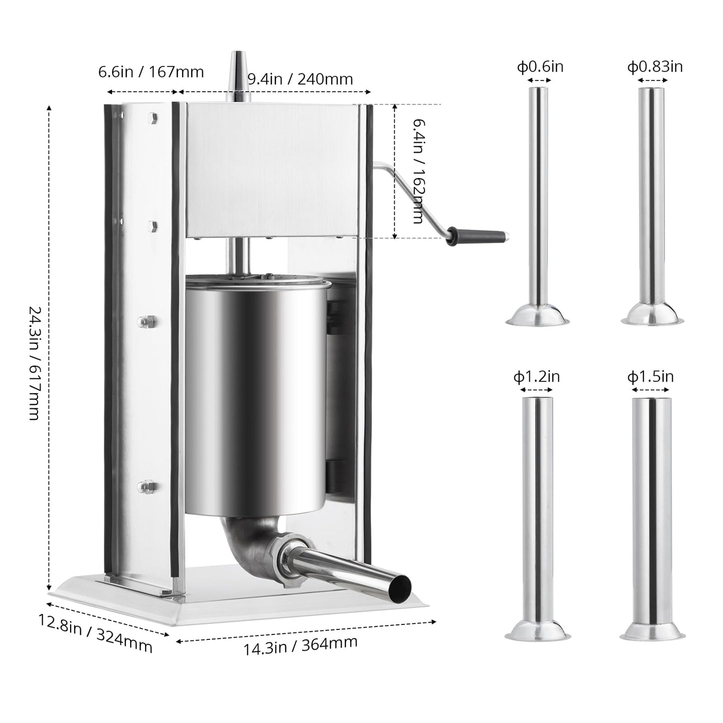 Takywep Máquina de Fazer Linguiça Inox 7L Manual Prata