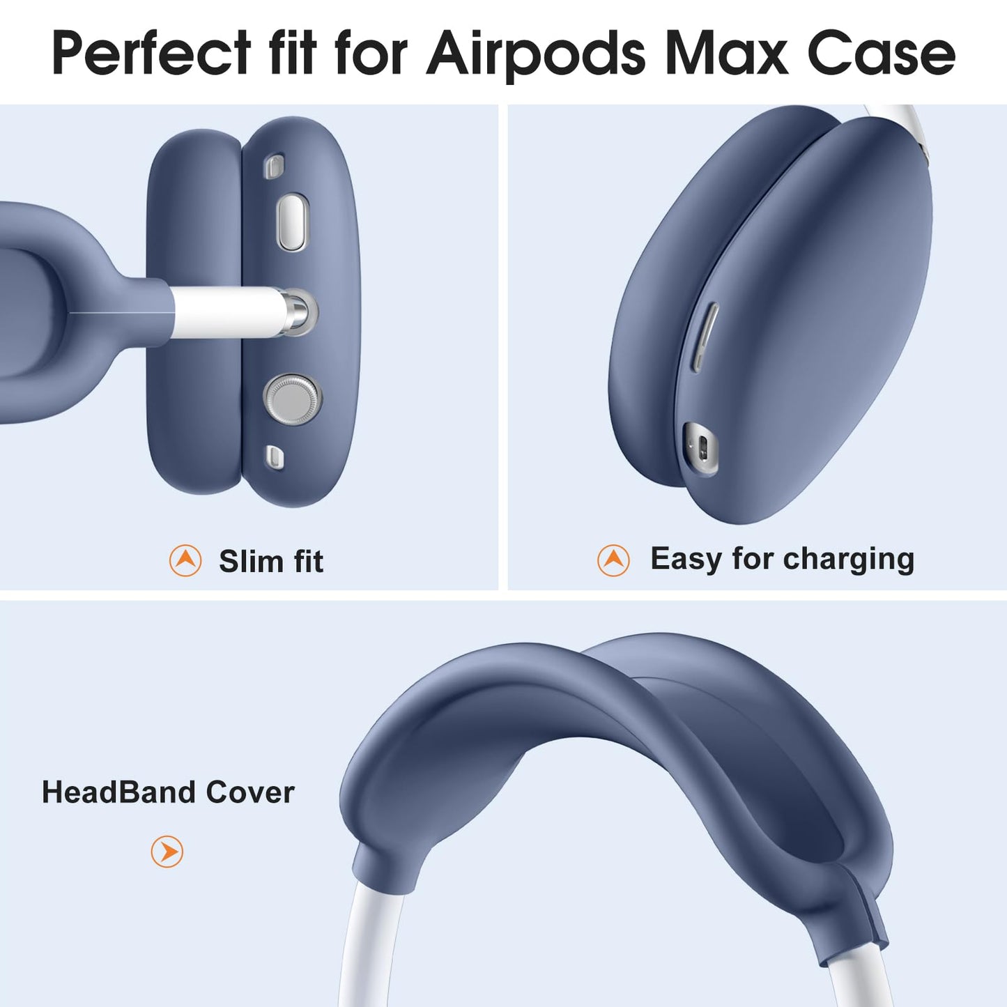 Lerobo Capa Silicone p/ Fones AirPods Max Anti-Riscos (Cinza Azu)