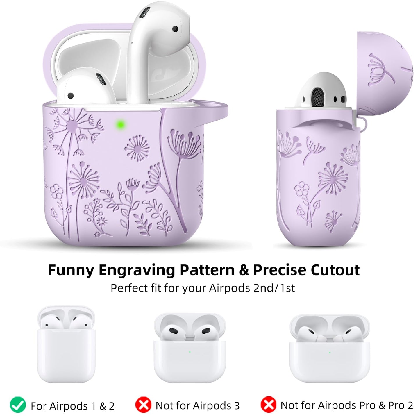 Capa Protetora Trançada Compatível com AirPods 1ª/2ª Geração (Lavanda)