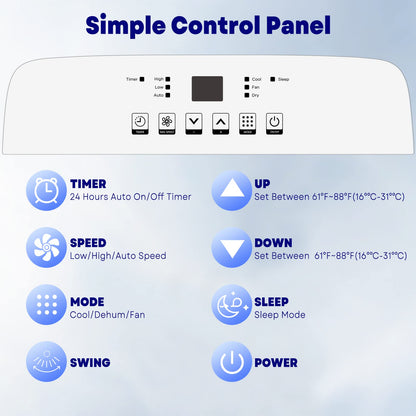 Takywep Ar-Condicionado Portátil 10.000 BTUs 3 em 1 115V Branco